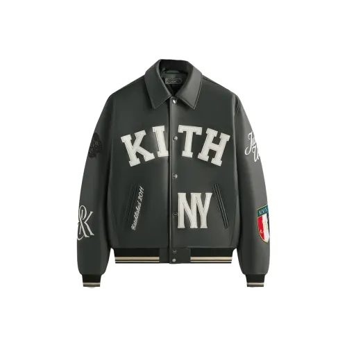 KITH FW25 Кожа Varsity Leather Куртка Мужская