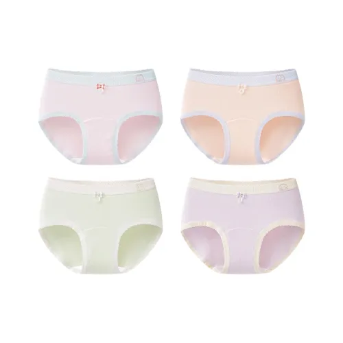 MIIOW 4 пачки Светло-розовый + Светло-фиолетовый + Креветочно-розовый + Изумрудно-зеленый Kids Трусы
