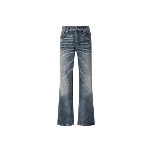 Être Par Lee Темно-синий Унисекс Джинсы