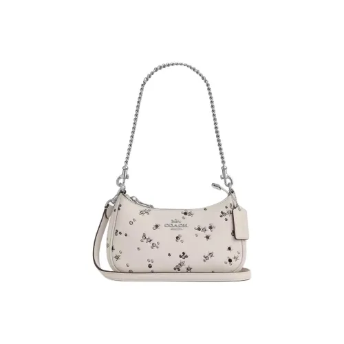 COACH Teri Кожа Сумка Мини Женская Серебряная И Шоколадная Многоцветная