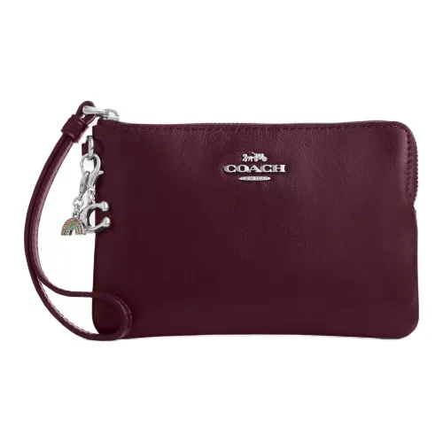 COACH Кожа Кошелек Унисекс Серебряный Темно-бордовый