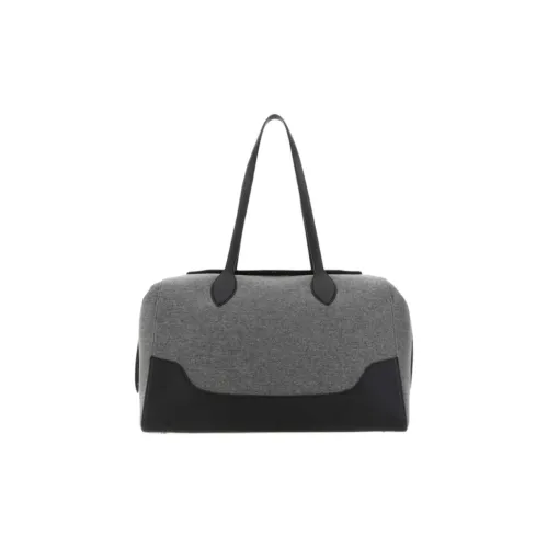 Loro Piana Сумка через плечо из натуральной кожи с тканью женская серая черная