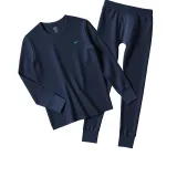 Мужской комплект одежды с круглым вырезом (темно-синий) из 100% хлопка, антибактериальный, мягкий и мягкий