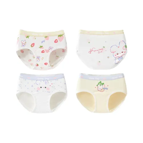 MIIOW 4 пачки Абрикос + Абрикос + Белый + Светло-желтый Детское нижнее белье