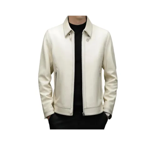 Ez Белый Мужская Кожаная Куртка