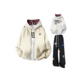 Хаки + Белый Серый Свитшот + Черные Спортивные Штаны