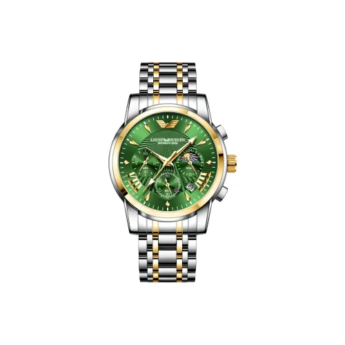 LOUIE JUELEN Кварцевый механизм ремешок из нержавеющей стали мужские часы зеленый циферблат