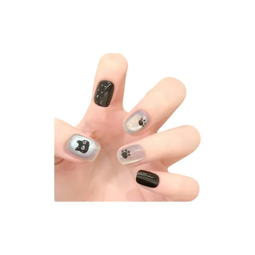 T Z Котенок Кошачий глаз Little bulb Кошачья лапа False Nail Короткий LADDER Синий Градиентный Милый