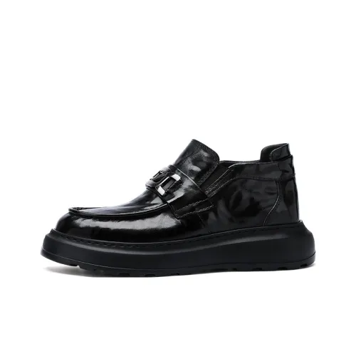 U7 Зимняя бизнес-утепленная обувь повседневные кожаные туфли мужские черные