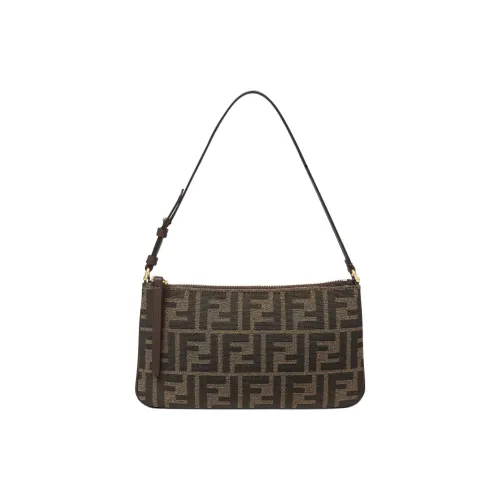 FENDI Baguette Полиэстер Хлопок Эластан Клатч Женский Табак Коричневый