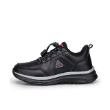 Черный Розовый Женский (Зимний 2025 Новый для пожилых Обувь Кожаный верх Удобный Теплый Водонепроницаемый Противоскользящий)