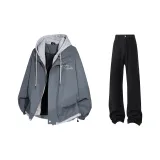 Хейз Синий+Светлый Хаки Куртка+Черные Джинсы