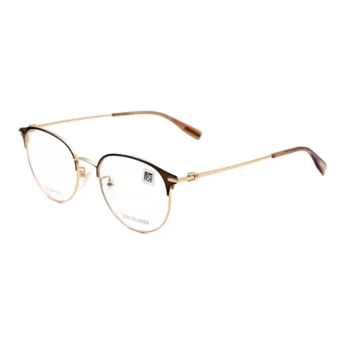 TRUSSARDI Титан Круглые Очки с диоптриями Унисекс Золото Кофейный