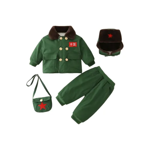 Yalu Повседневная спортивная одежда 4 предмета комплект армейский зеленый для малышей и детей дошкольного возраста