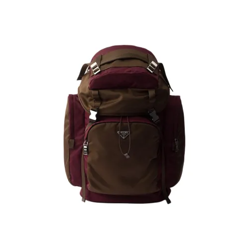 PRADA RE Нейлон Полиамид Рюкзак Большой Мужской Бордовый Жженый Оранжевый
