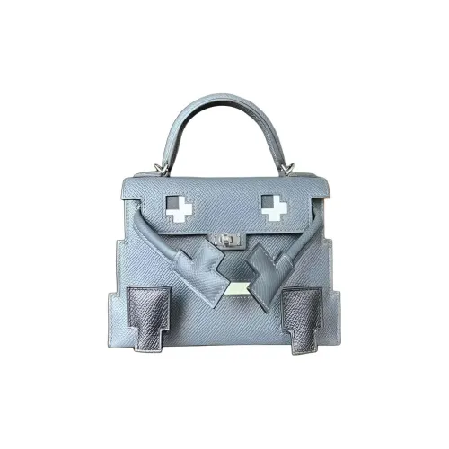 HERMES Kelly Doll Эпсомская кожа Сумка через плечо 16 Женская Туманный серый