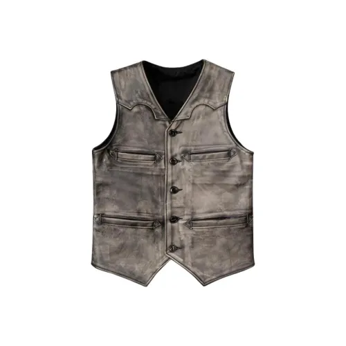 FOSS PHIL Ручной работы Полированный Серый Мужские Жилеты