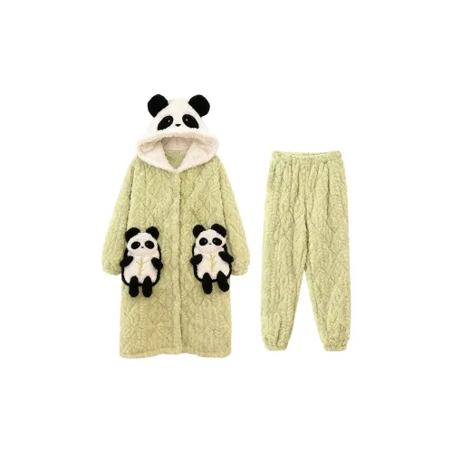 Daiyindie Осенние и зимние пижамы Robe Женские Утолщенный флис с коралловым флисом термальная домашняя одежда