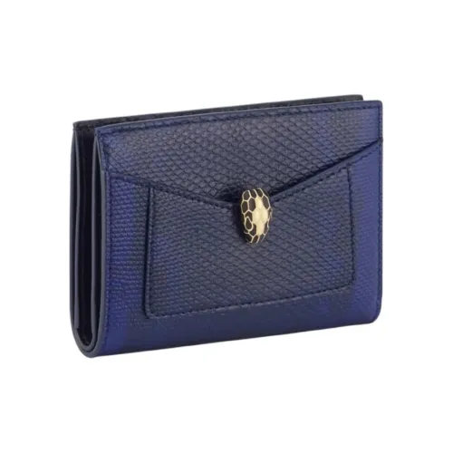 BVLGARI Serpenti Forever Series Кожа Держатель для карт Женские Морской синий