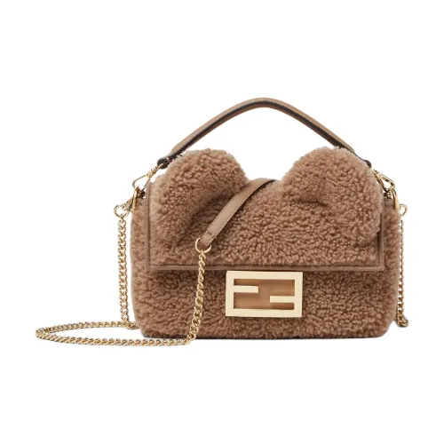 FENDI Baguette Телячья кожа Одно плечо Сумка Мини Женская Бежевая