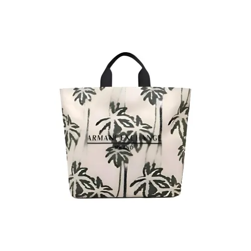 ARMANI EXCHANGEAE Хлопок Тоут Сумка Сумка для покупок Сумка Большая Мужская Натуральный Белый и Лесной Зеленый