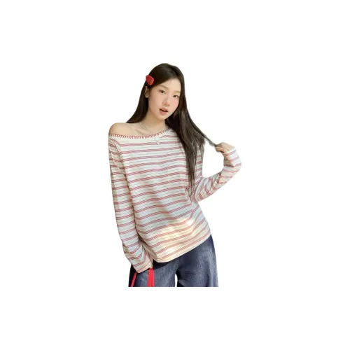 TELENT Бежевый Красный Полосы Унисекс Майки под одежду