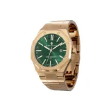 Золотой стальной браслет с зеленым циферблатом