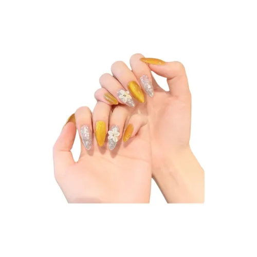 Song Biography Желтый Кошачий глаз Блестки Осветляющий Nail Art 25 мм Миндаль