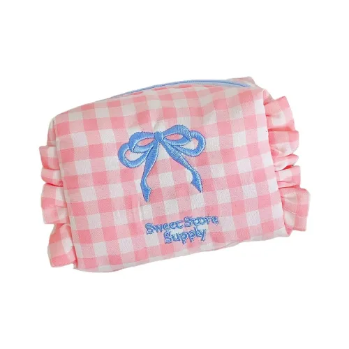 Geanno Мини Винтаж Клетка Бант Косметичка Сладкий стиль С оборками Портативный Мешок для губной помады Сумка для хранения Клатчи