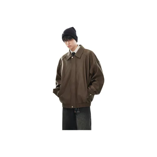 TUOFEI Кофейный Унисекс Кожаные куртки