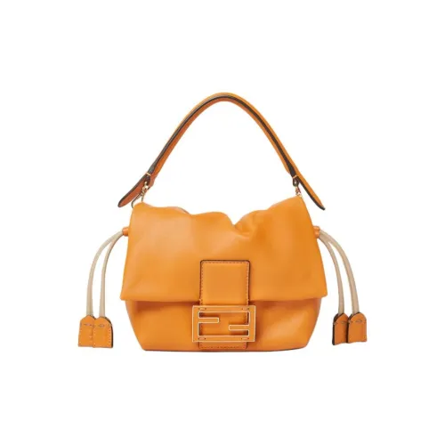 FENDI Baguette Кожа Наппа Одно Плечо Сумка Маленькая Женская Темно-Оранжевая