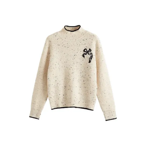 SLLSKY Цветочный абрикосовый женский свитер