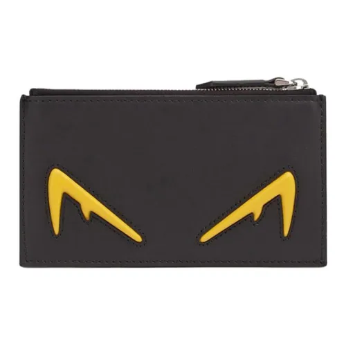 FENDI Кожа Держатель для карт Монетница Мужская Черная