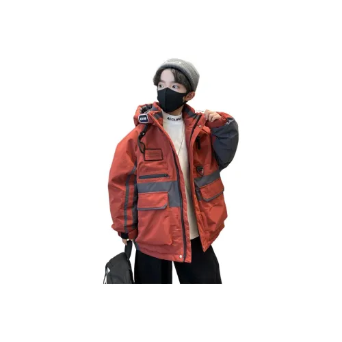 Rindu Пуховик Зимний Корейский стиль Байкер Красный Детский