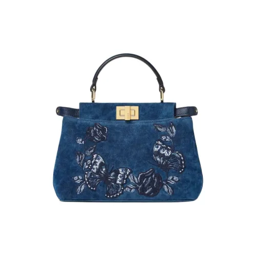 FENDI Peekaboo Хлопок с модифицированным полиамидом сумка мини женский синий