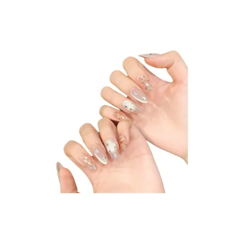 Yun Yue Joe Барокко Капля слезы Звезды Луна False Nail Средняя крутизна Овал Мечтательный розовый Jump Цвет Coquette 25 мм