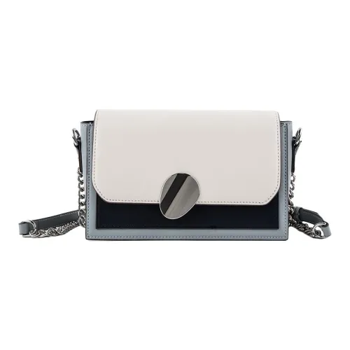 DOSRFINI Сумка через плечо из коровьей кожи женская синий и белый цветовая схема