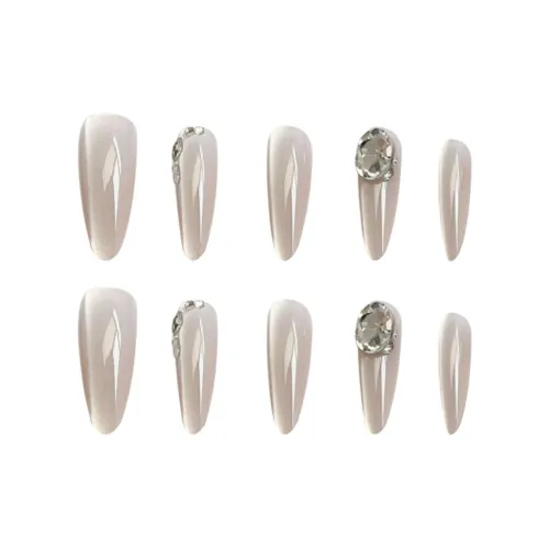 JIABITU Кошачий глаз Millionaire False Nail Заостренный Тип Однотонный Телесный Стиль Instagram 17mm