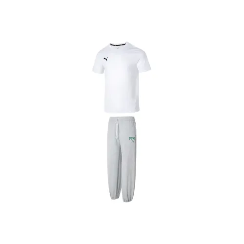 PUMA Комплект Белый Топ + Серый Низ Мужской Повседневный Спортивный