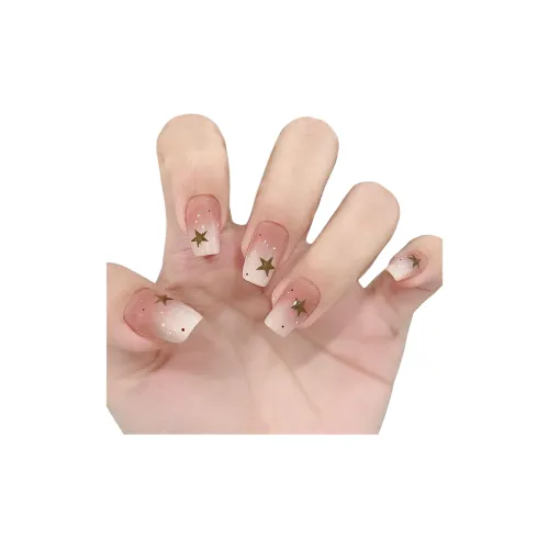 OUYUJI Handcrafted False Nail MID Длина Овал Квадрат MID Рост Розовый Градиентный Coquette