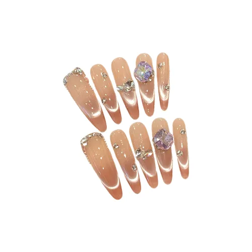 SHAQINUO False Nail Острый Тип Розовый Смужка Coquette