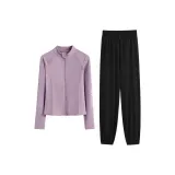 Фиолетовый пальто, двухкомпонентный комплект (черные штаны)