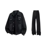 Чёрная куртка + чёрные джинсы