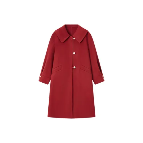EICHITOO Темно-красное женское пальто