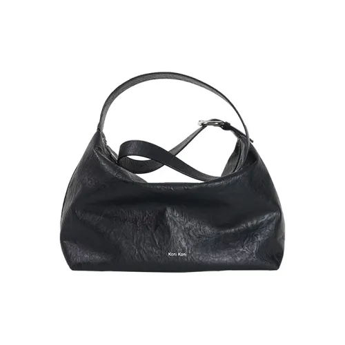 KoniKoni Сумка через плечо из коровьей кожи унисекс черного цвета