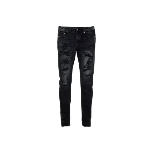 H 75 Черный Черный Серый Мужские Джинсы