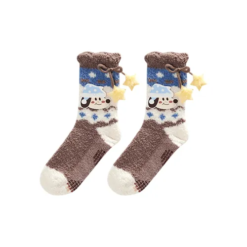 GUKOO Носки Crew Женские Кофейного цвета