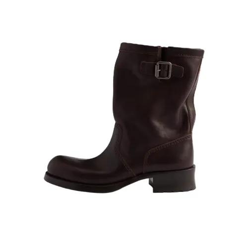 PRADA Ботильоны 4CM Женские Темно-Коричневый