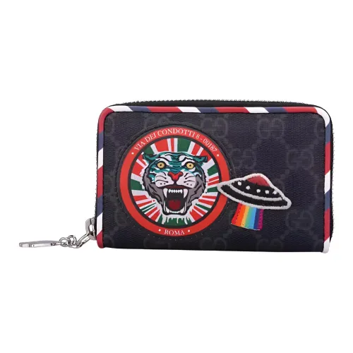 GUCCI Canvas с вставками из ПУ (полиуретановой) кожи кошелек мужской черный