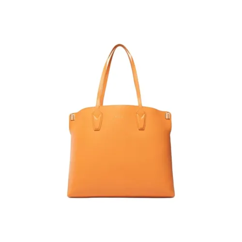 Furla Текстурированная Телячья Кожа Сумка через плечо Большая Женская Оранжевая